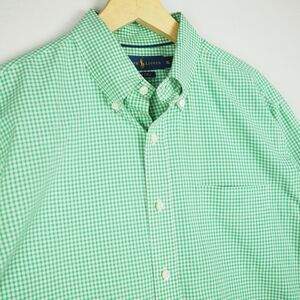 Polo Ralph Lauren Oxford Shirt Mens XL Green White Gingham Plaid 140s 2-Ply